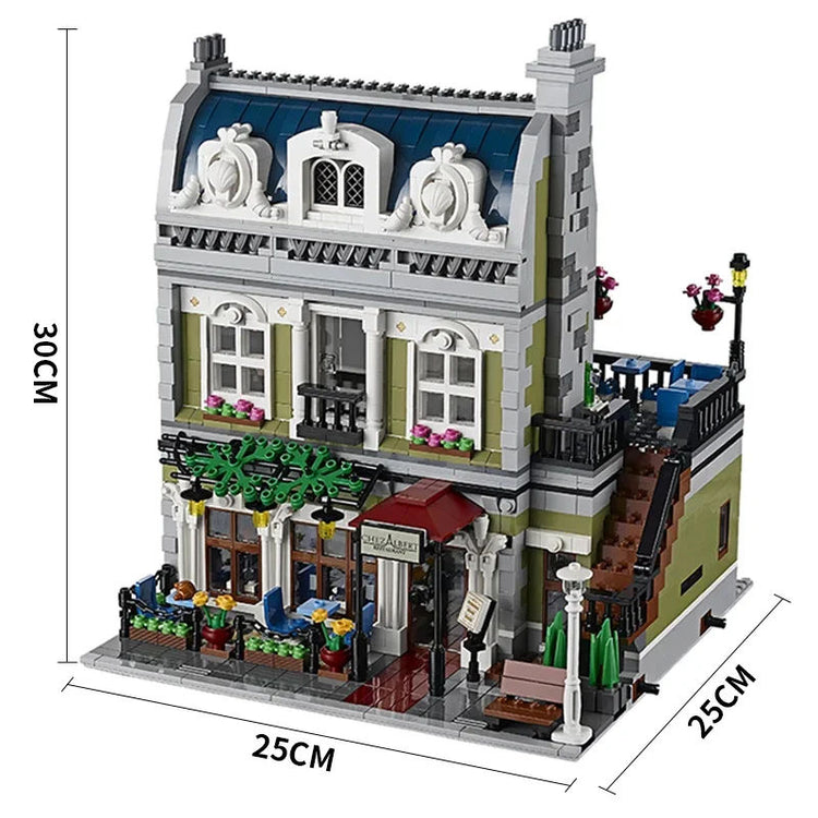 Restaurant Klemmbaustein-Set mit 2.469 Teilen – Modularer Gebäudebausatz | ähnlich Lego 10243