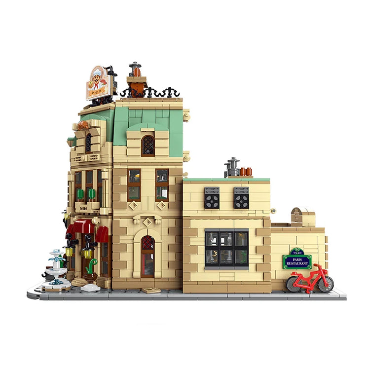 LEGO®-kompatibles Pariser Restaurant mit LED-Beleuchtung | 3.104 Steine