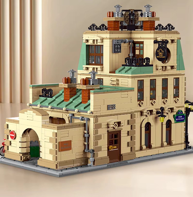 LEGO®-kompatibles Pariser Restaurant mit LED-Beleuchtung | 3.104 Steine