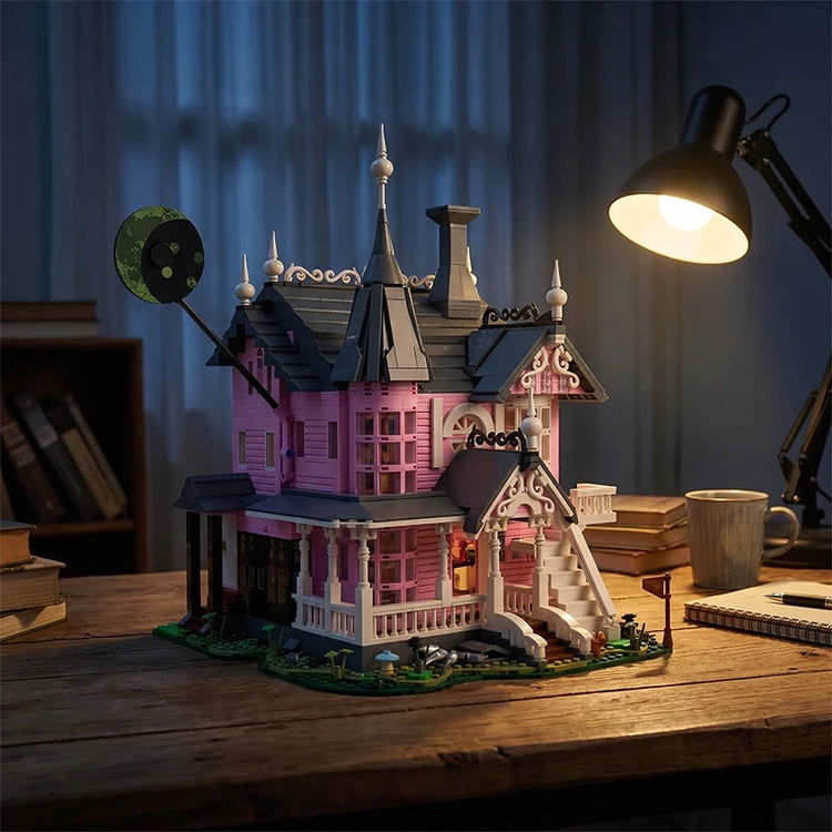 Rosa Spukvilla – 2.826-teiliges Gothic-Gebäudemodell | LEGO®-kompatibel