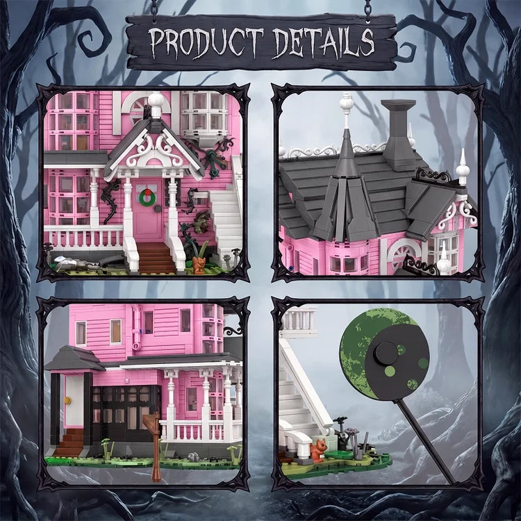 Rosa Spukvilla – 2.826-teiliges Gothic-Gebäudemodell | LEGO®-kompatibel