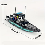 LEGO-kompatibles Polizei SWAT Schnellboot – Schwarzes Sturmboot Bausteinset