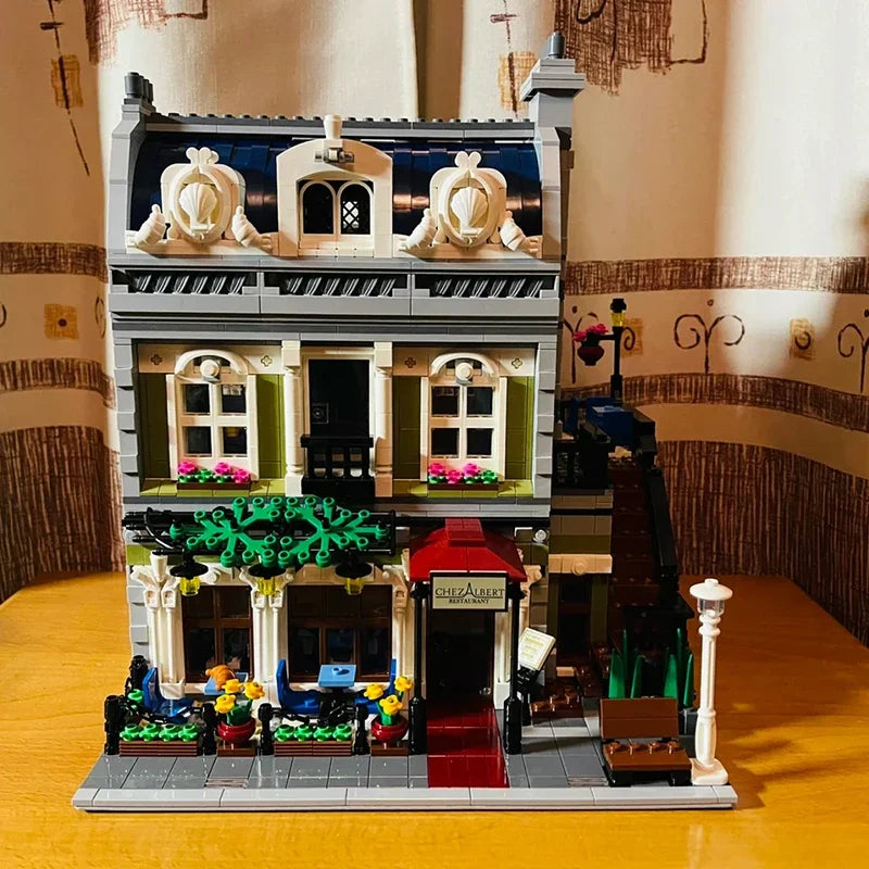 Restaurant Klemmbaustein-Set mit 2.469 Teilen – Modularer Gebäudebausatz | ähnlich Lego 10243