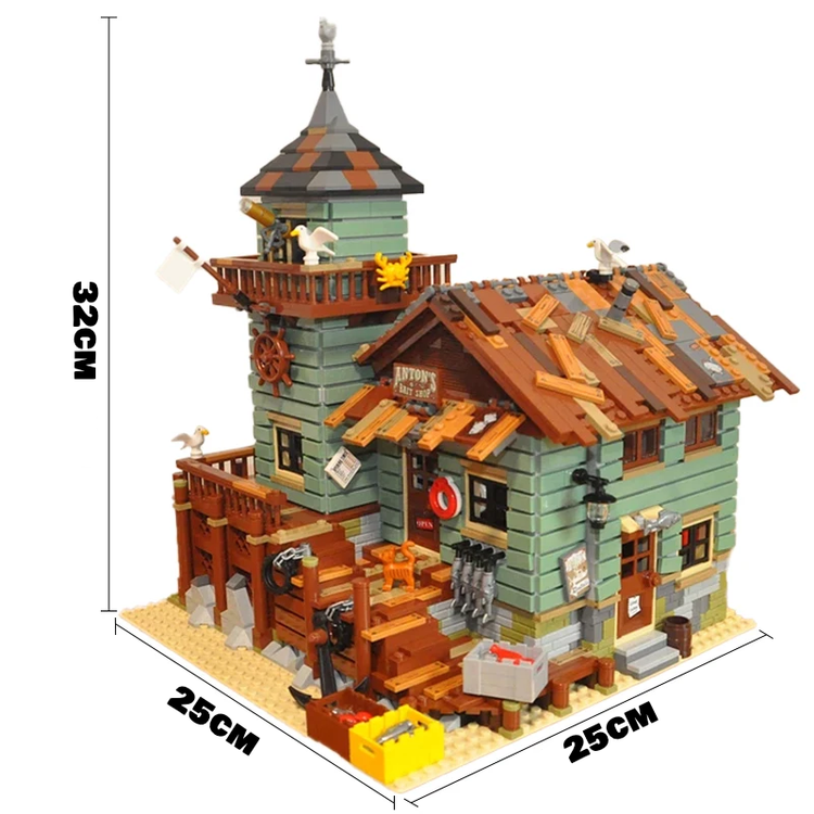 Fischerhaus am Hafen – detailreiches Klemmbaustein-Set mit 2.049 Teilen | LEGO®-kompatibel