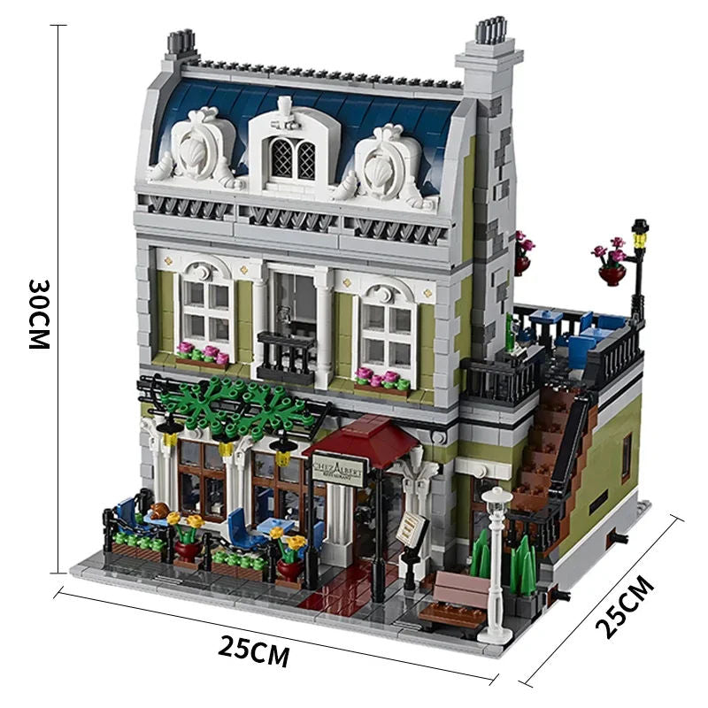 Restaurant Klemmbaustein-Set mit 2.469 Teilen – Modularer Gebäudebausatz | ähnlich Lego 10243