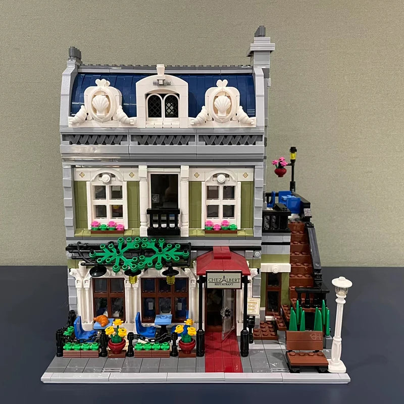 Restaurant Klemmbaustein-Set mit 2.469 Teilen – Modularer Gebäudebausatz | ähnlich Lego 10243